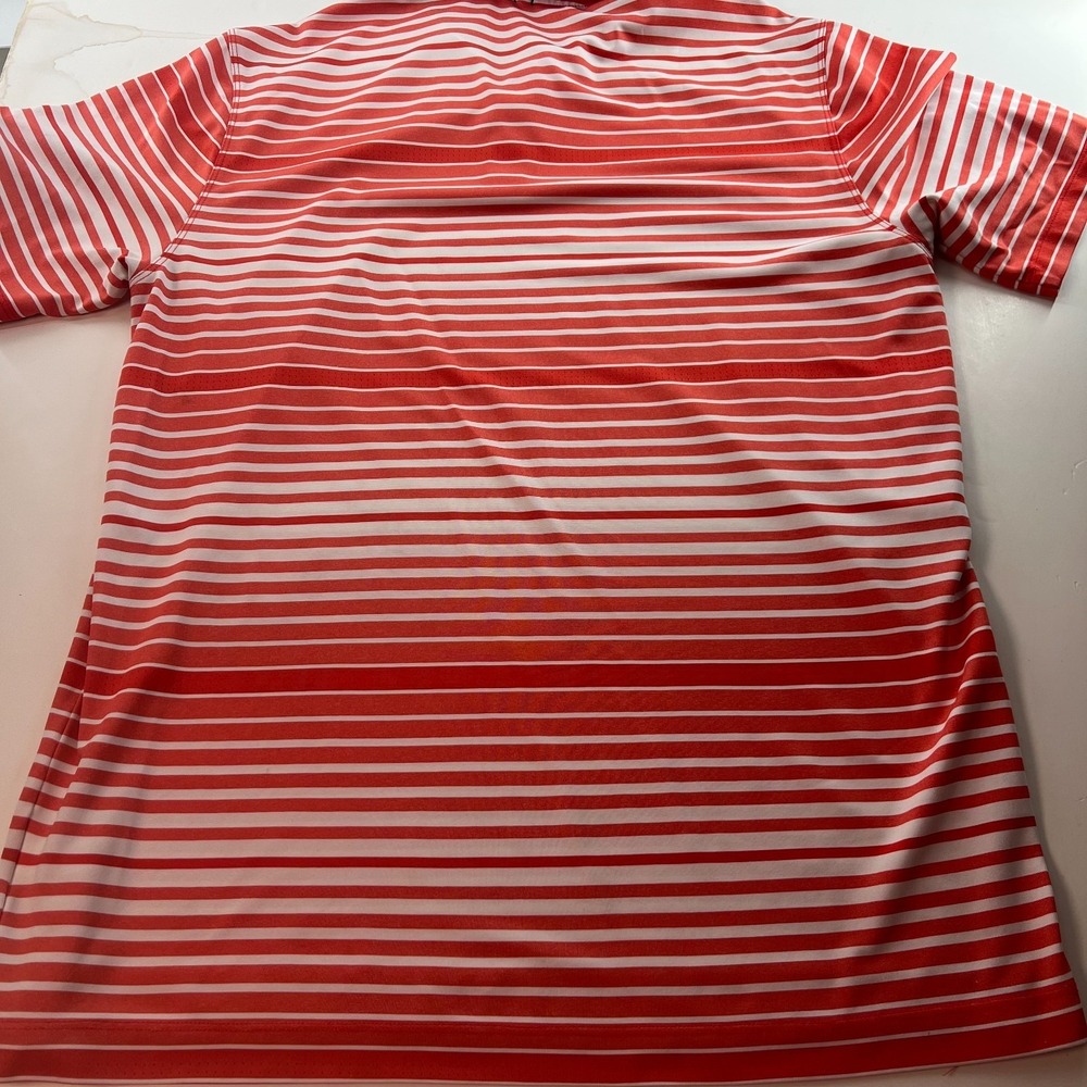 Nike Golf Dri Fit Men's Polo Shirt Size XL Orange Striped Tour Performance - Picture 12 of 13
